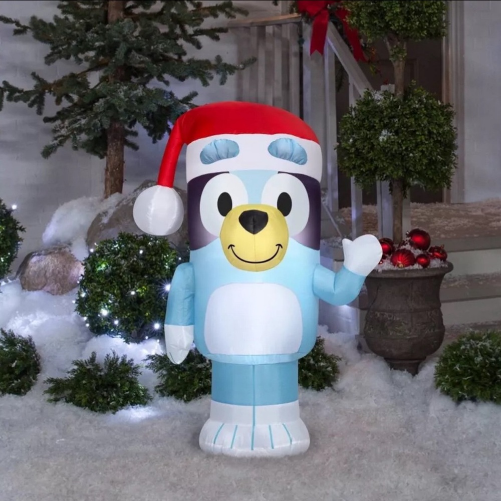 3.5 FT Gemmy Bluey Christmas Lighted Inflatable Blow Up Santa Hat Decoration